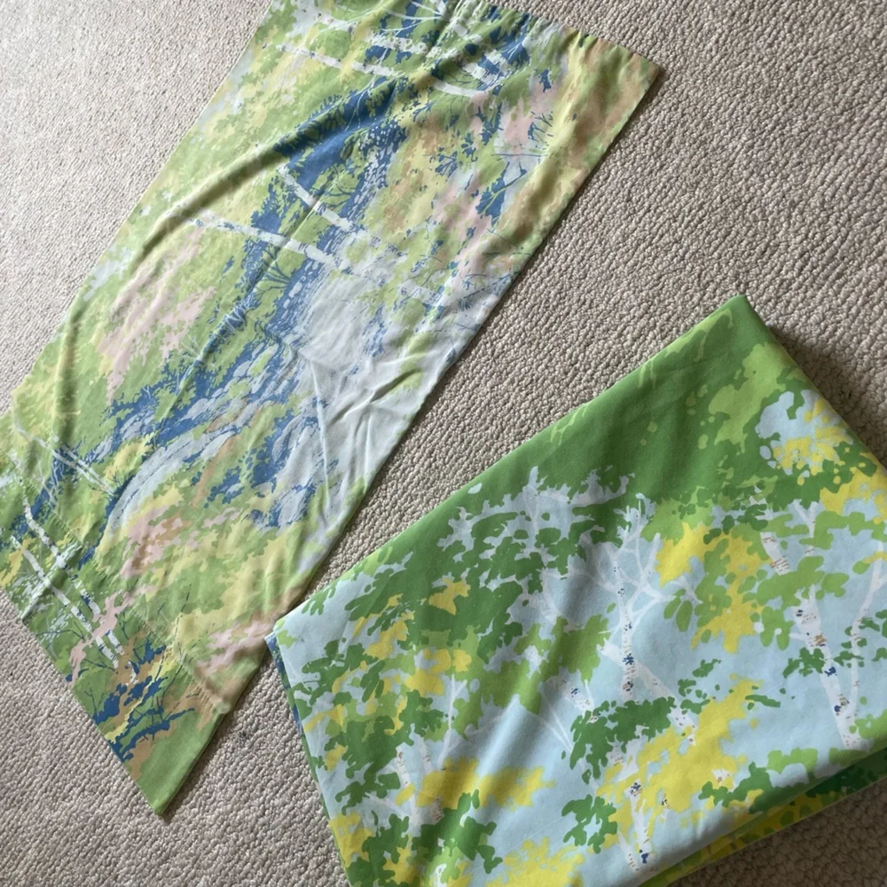 Vintage forest scene sheet and pillow case 1970s